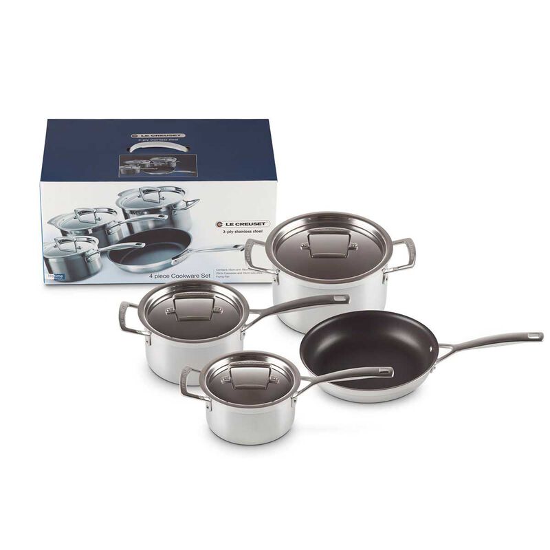 Le Creuset 3-PLY Stainless Steel 4-Piece Cookware Set image number 0